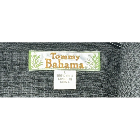 Tommy Bahama Mens Hawaiian Silk‎ Button Down Shirt Vintage Black Large Pineapple - Picture 3 of 7